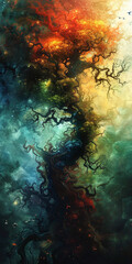 Fototapeta premium Chaotic Abstract Artwork,Expressive Digital Painting with Dynamic Energy