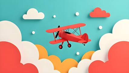 Children's fun airplane cloud journey