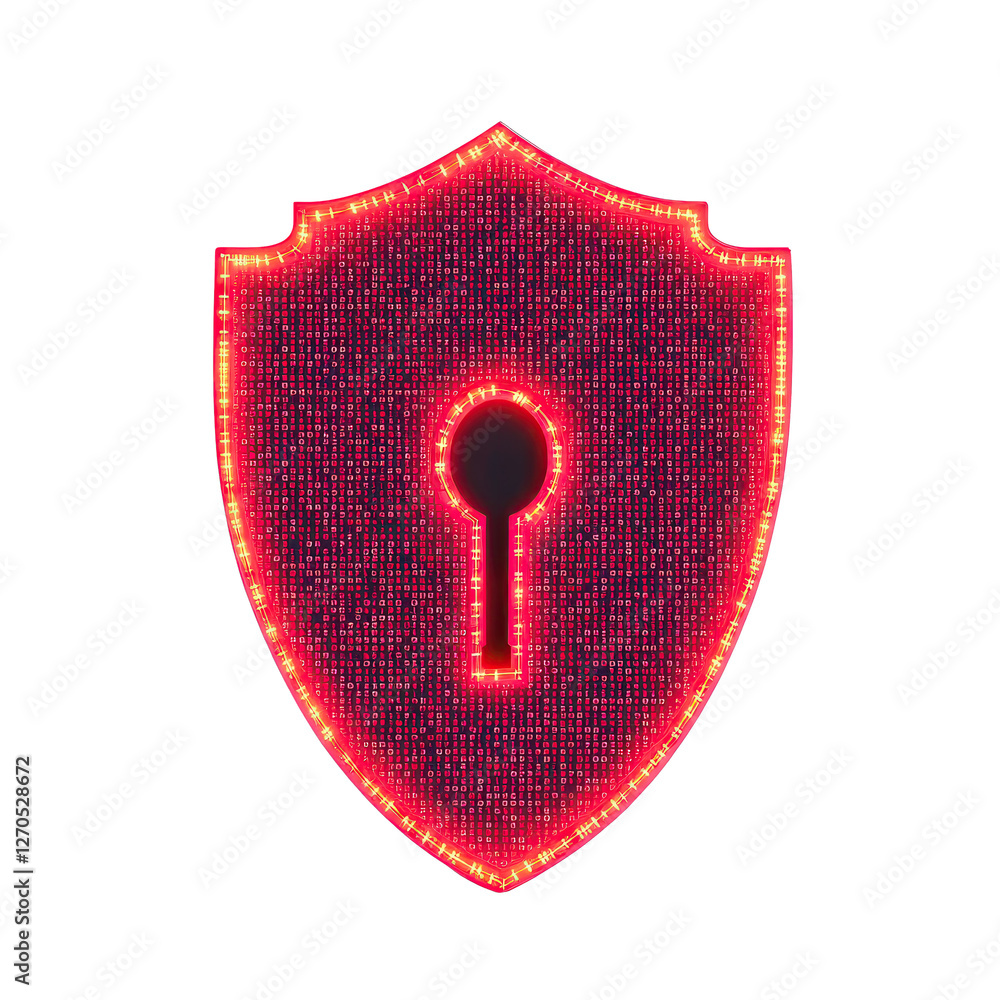 Poster data security idea. a glowing digital shield with a keyhole, representing cybersecurity and protecti