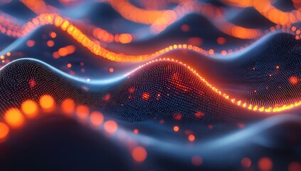 Quantum computational grid shifting dynamically, visualizing structured particle intelligence.