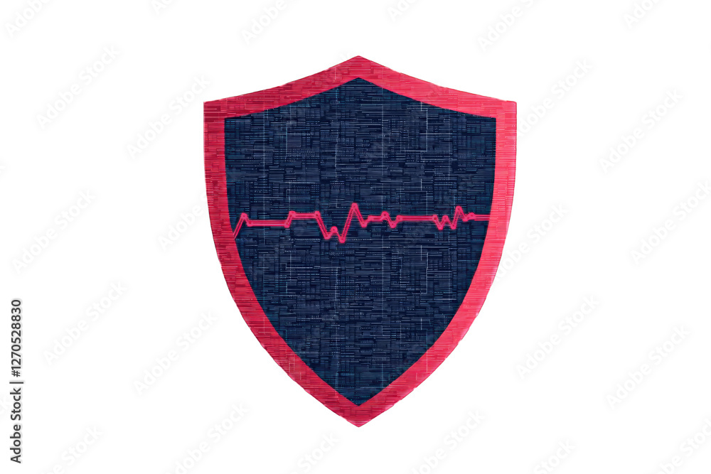 Poster data security idea. a modern shield design symbolizing protection and health monitoring technology.