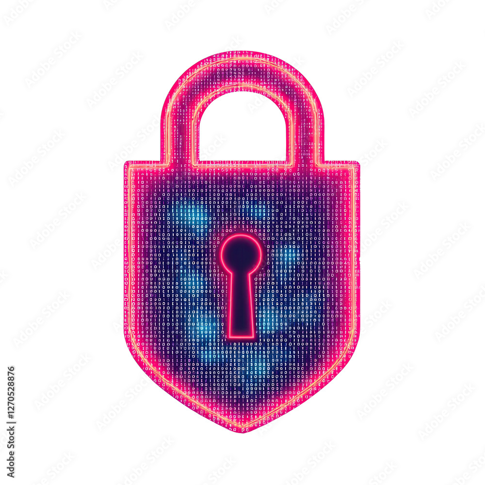Poster data security idea. a vibrant digital padlock symbolizing security and data protection in the digita
