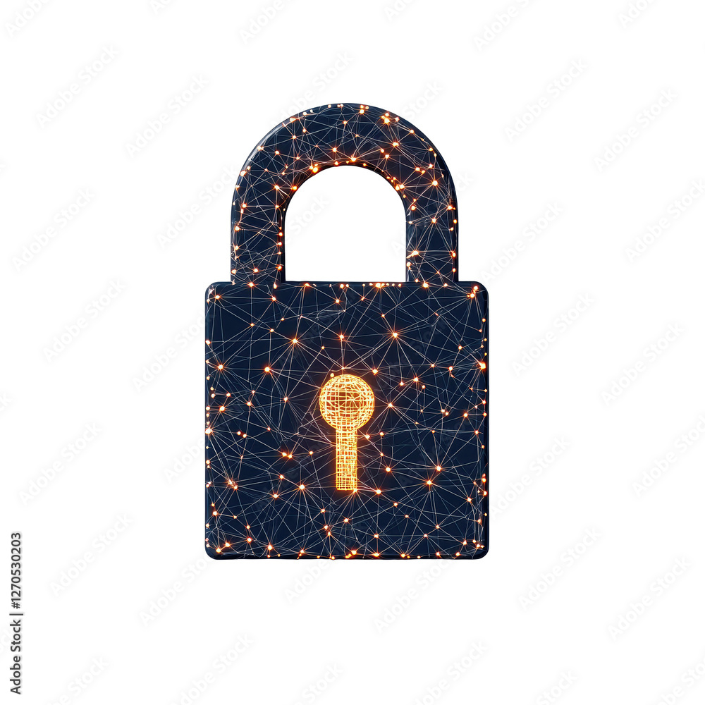 Poster data security idea. network security concept with digital lock and glowing connections.