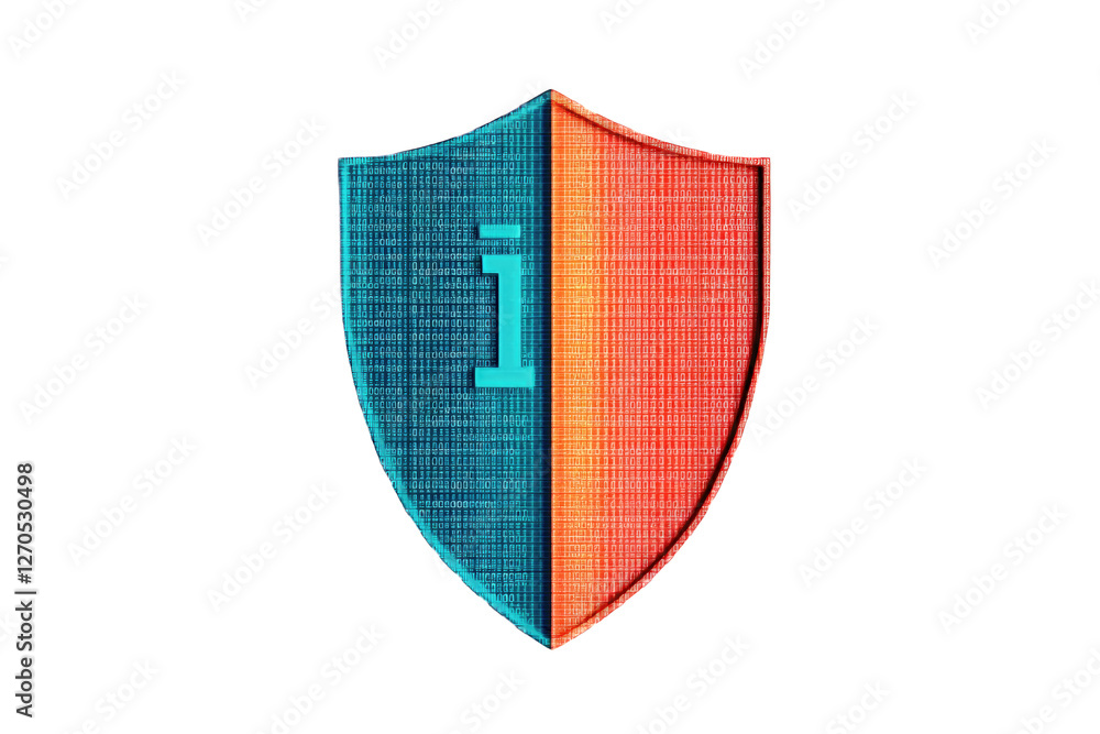 Poster data security idea. stylized shield icon representing information security and digital protection.