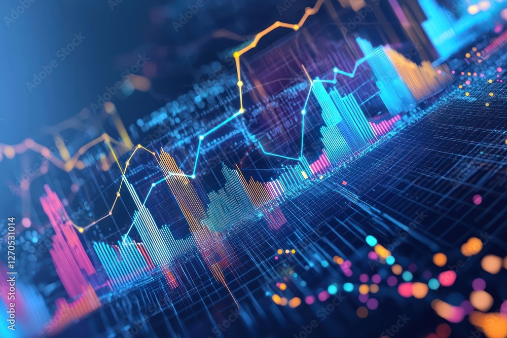 Poster technology concepts depicted through dynamic abstract visualizations.