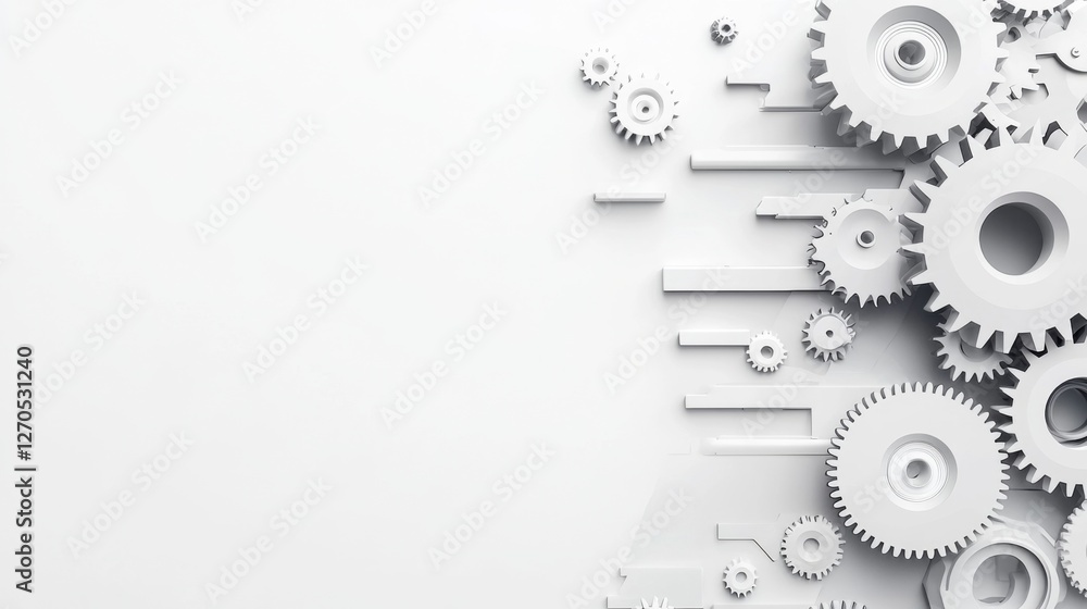 Poster gears in motion represent teamwork and innovation in a modern design setting