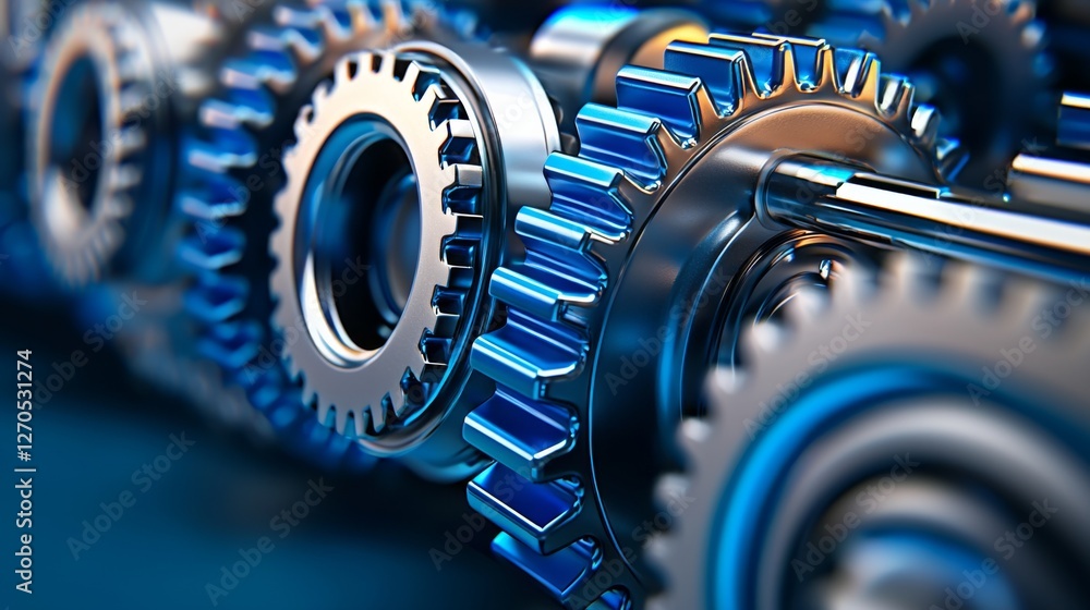Aufkleber intricate arrangement of metallic gears in a close-up view showcasing precision engineering and mech