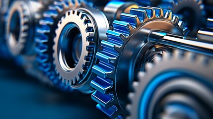 Intricate arrangement of metallic gears in a close-up view showcasing precision engineering and mechanical design