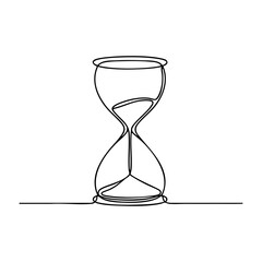A continuous line drawing illustration of an hourglass