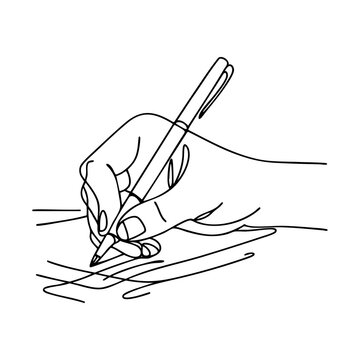 hand writing with pen, line art clip art preview