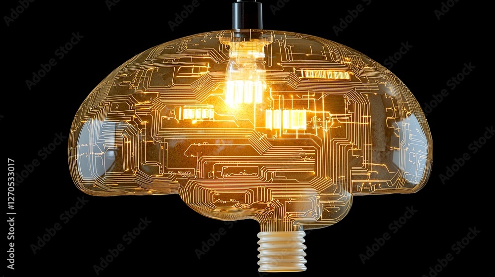 Aufkleber innovative lamp design with circuit board patterns illuminating brain