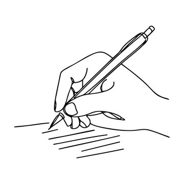 hand writing with pen line art clip art preview
