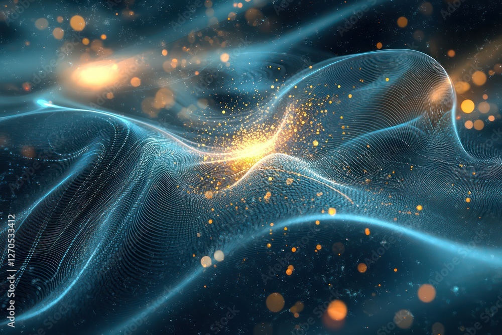 Aufkleber virtual harmonic waves flowing in synchronized neon streams, forming structured rhythmic energy.