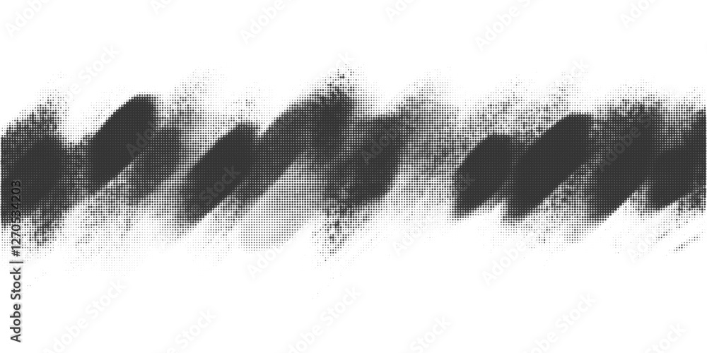 Poster grainy gradient halftone background. noisy grunge spray blobs. abstract black textured shade gradati
