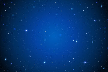 Night sky background with stars. Vector dark blue space with constellation and sparkles. Fantasy galaxy illustration. Celestial cosmic magic backdrop