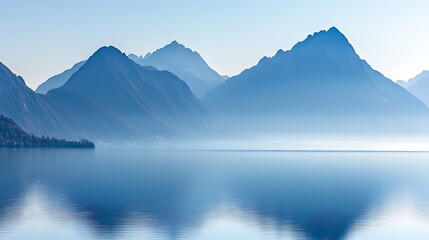 Serene Blue Mountains Reflecting In Calm Lake Water