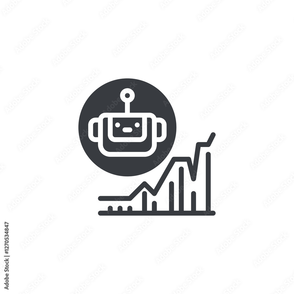 Aufkleber robot face with financial graph vector icon