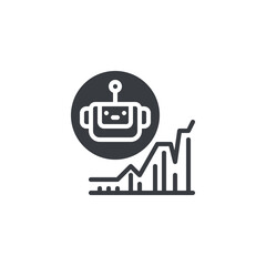 Robot face with financial graph vector icon