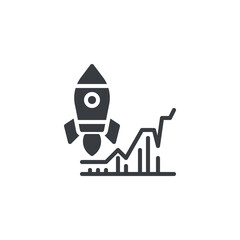 Rocket and graph vector icon