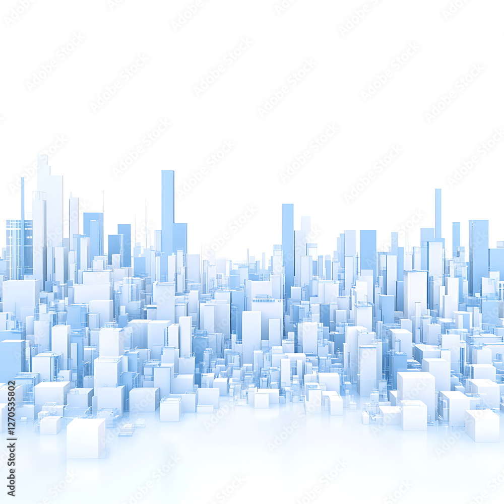 Poster abstract cityscape with architectural structures in a modern urban development rendering concept