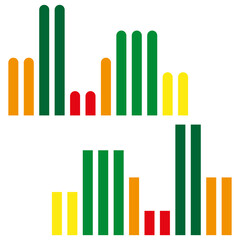 Bar chart icon. Colorful data bars. Financial statistics graphic. Vector symbol.