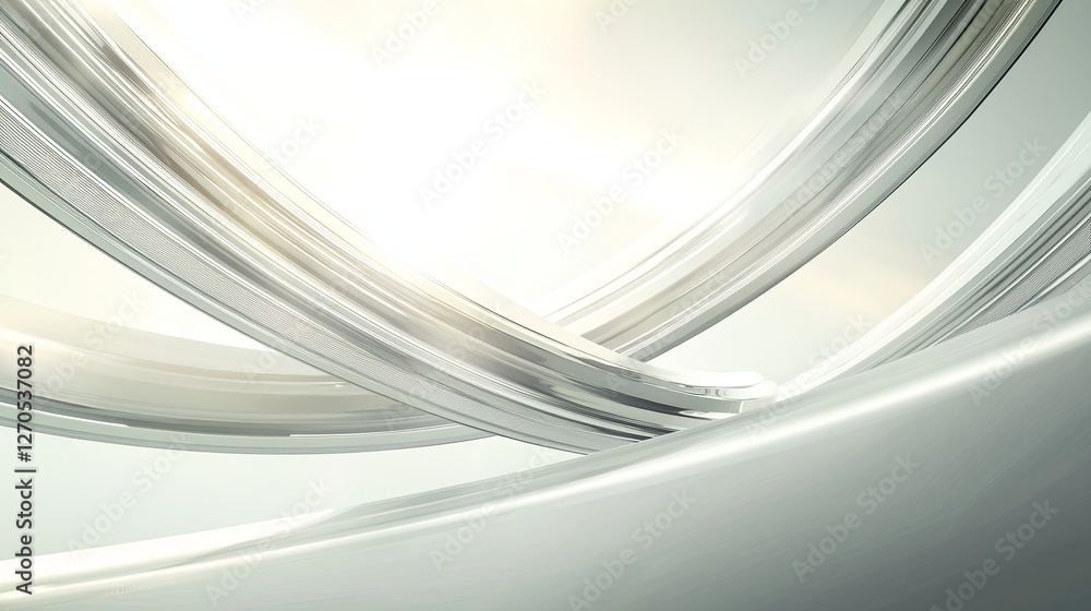 Poster abstract light and curves blending in soft gray background