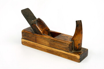 old wooden plane on white background
