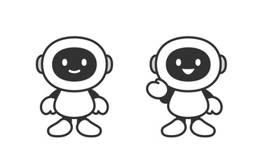 直立･案内のポーズをするAIロボットのセット【ベクターイラスト素材】