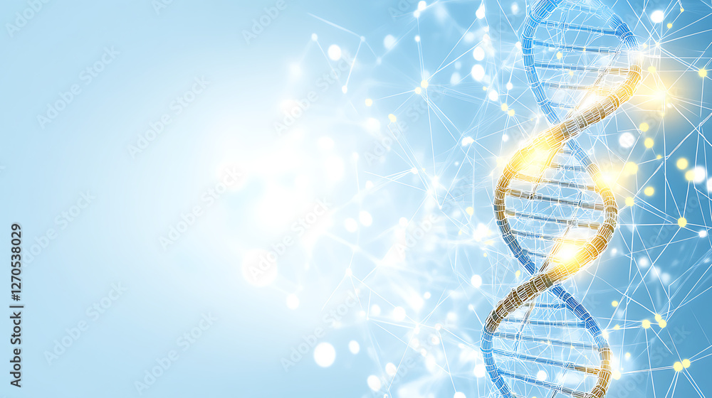 Poster abstract dna structure and interconnected network illustration for scientific visualization