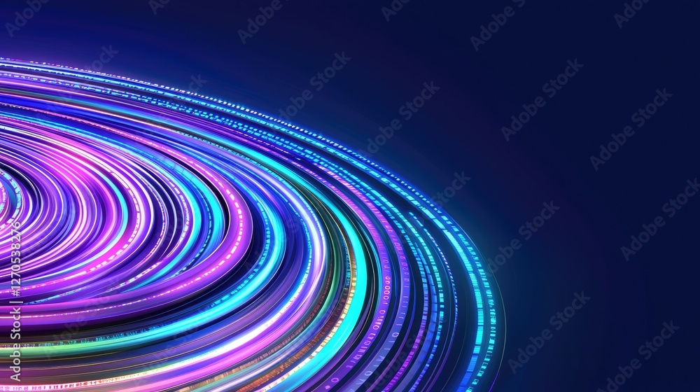 Poster dynamic light trails showcase modern digital space abstract image vibrant color scheme elevated view