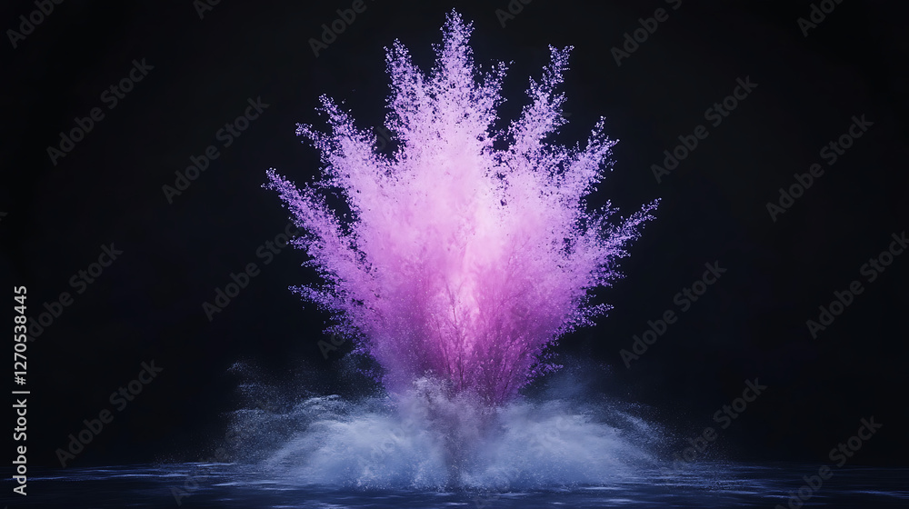 Poster abstract explosion of pink powder in a dark mysterious realm a visual spectacle of delicate particle