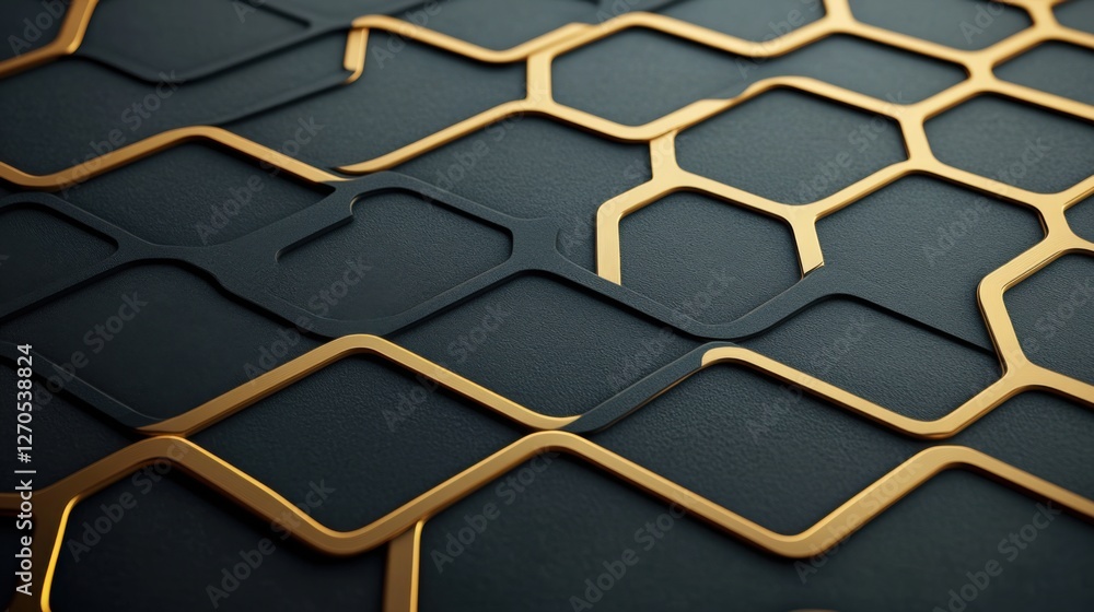 Poster a dark graphite background with intricate golden geometric patterns.