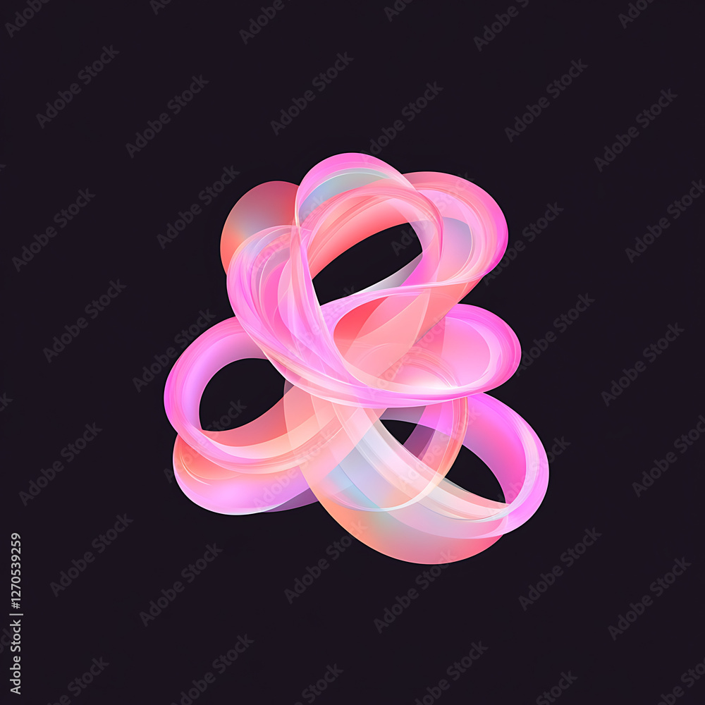 Poster abstract flowing ribbon sculpture with gradient colors on a dark background design element
