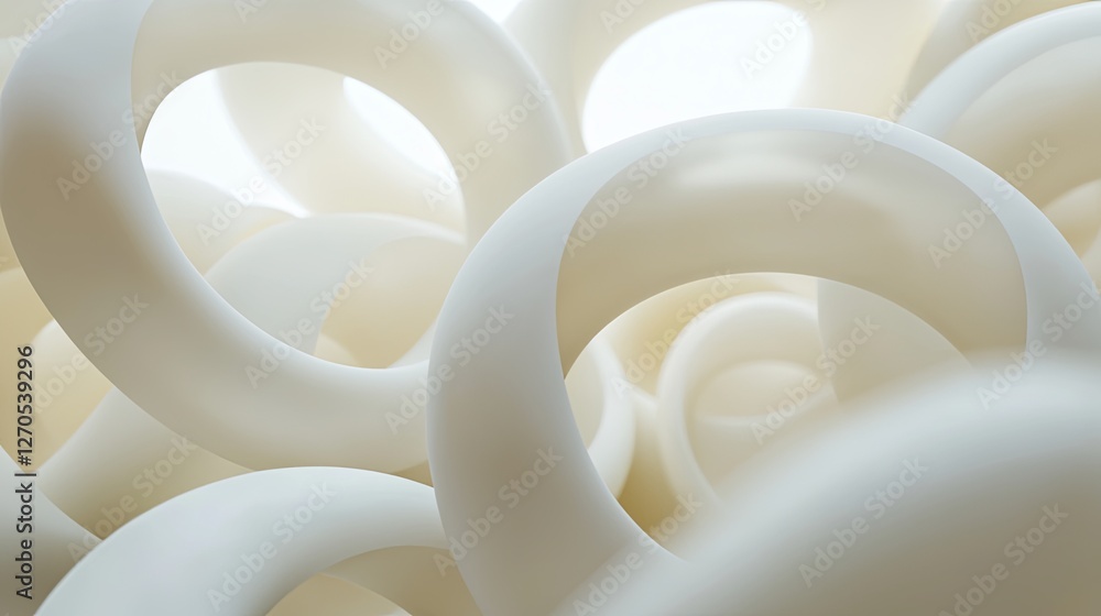Poster abstract soft white rings creating flowing patterns in light