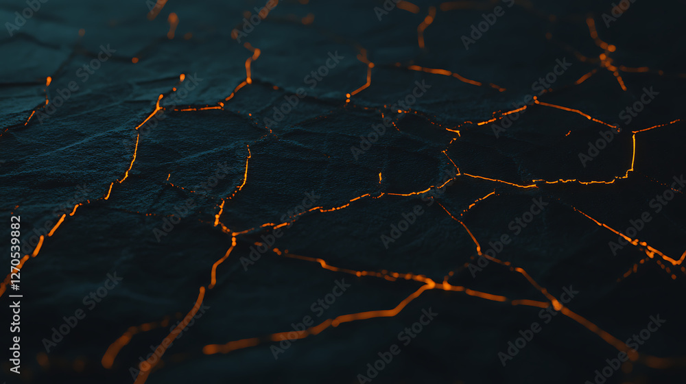 Poster abstract geological formation with cracks and orange glow close up visual texture background