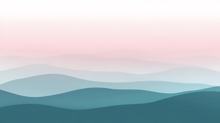 Obraz premium Serene Teal Hills Under a Pink Dawn Sky