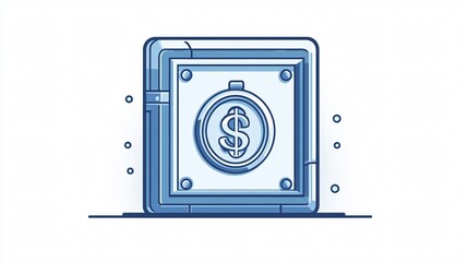Secure Money Storage: Icon of a Safe Box with Money Inside