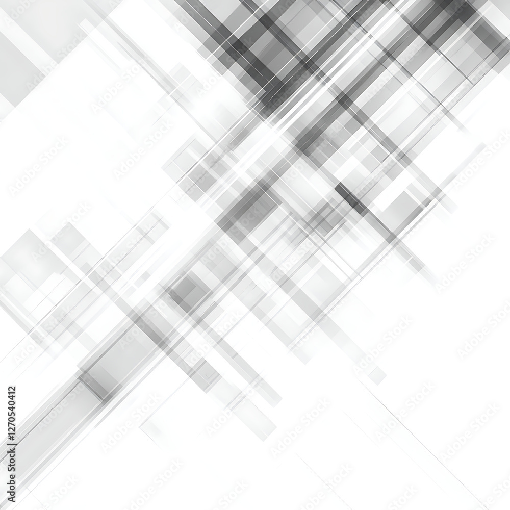 Poster abstract geometric composition with overlapping rectangles and dynamic linear structure on white