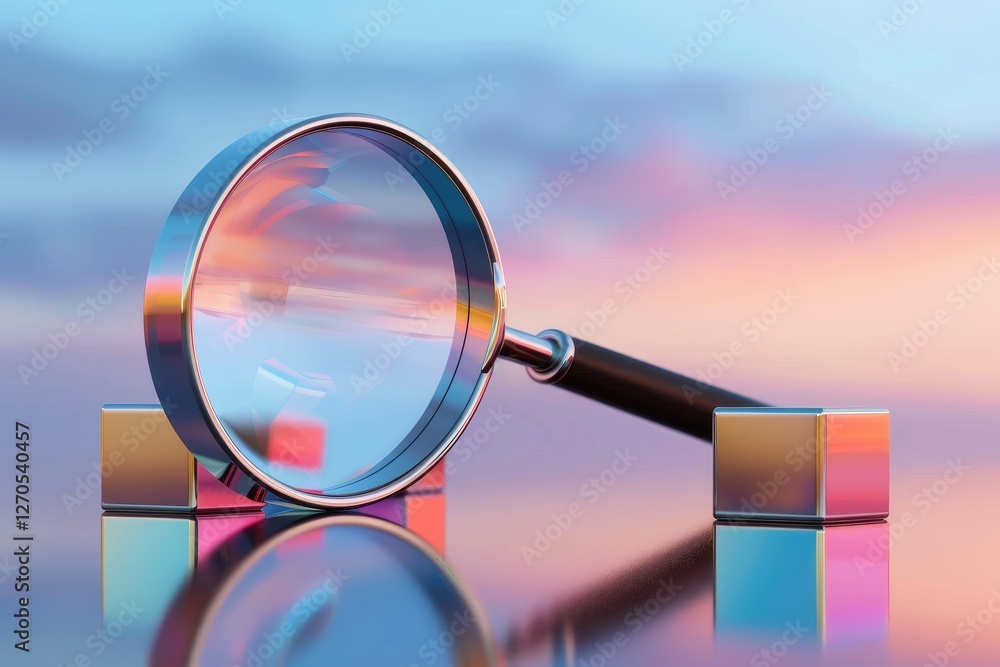 Poster exploring clarity through magnification abstract setting digital art colorful reflections calm envir