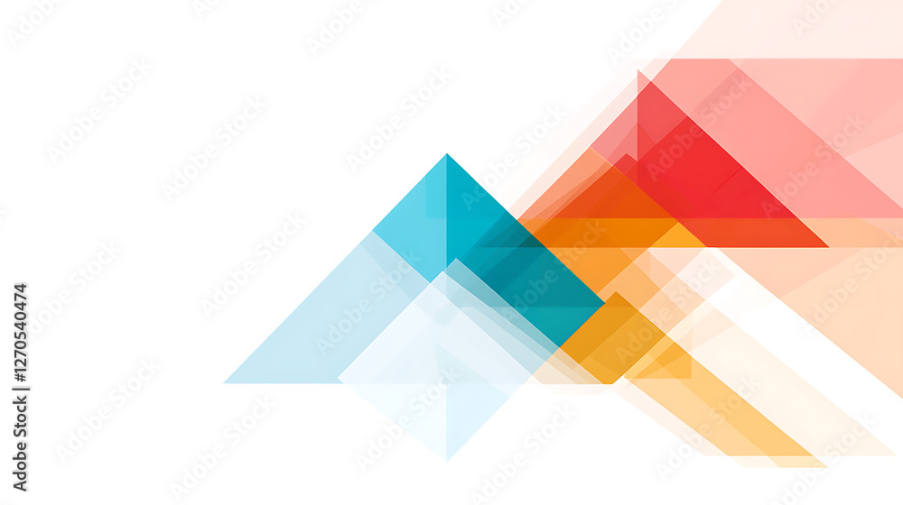 Aufkleber abstract geometric composition with overlapping triangles in red orange blue color palette