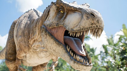 Fototapeta premium Stunning dinosaur statue a unique addition to your garden or park landscape