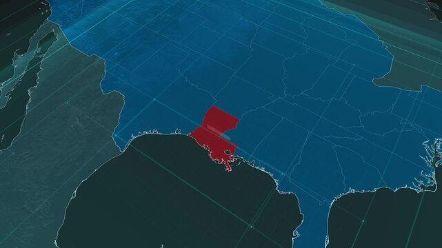 Zoom in to the map of Louisiana state, with text and textless