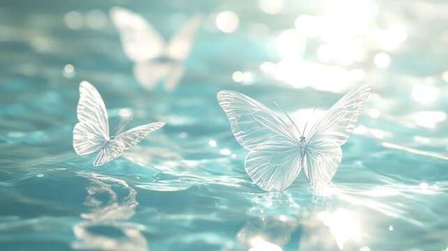 White Butterflies on Water