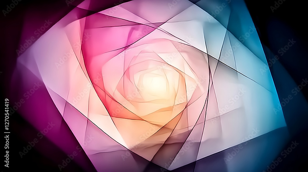 Aufkleber abstract geometric spiral with gradient colors blending seamlessly into a central point of light