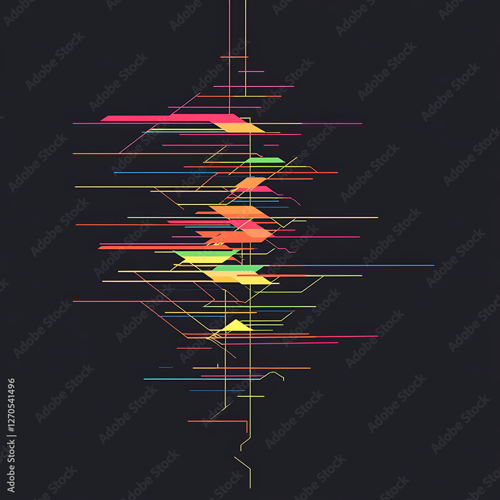 Poster abstract geometric structure with vibrant colors in futuristic configuration design idea