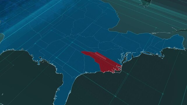 Zoom in to the map of North Carolina state, with text and textless