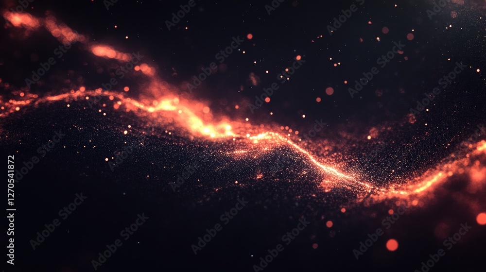 Poster fiery orange and red particle glowing abstract background
