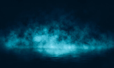 Empty fog room with floor Abstract stage of dark room concrete floor stage background