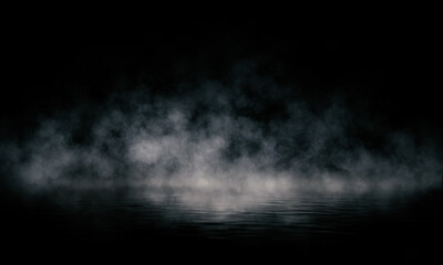 Empty fog room with floor Abstract stage of dark room concrete floor stage background