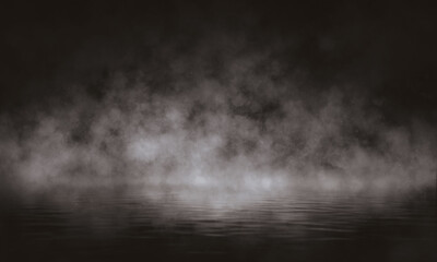 Empty fog room with floor Abstract stage of dark room concrete floor stage background